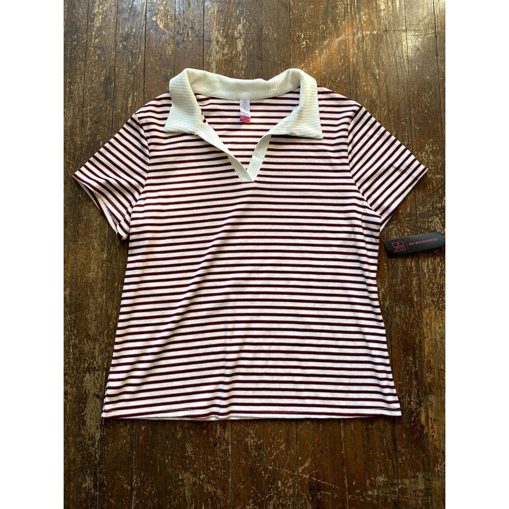 NoBo Preppy White & Red Striped Polo Juniors Plus Size 3XL/21